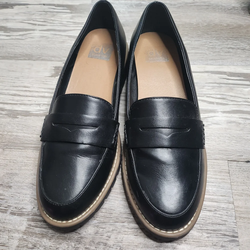 DV by Dolce Vita Black Leather Loafers for Women - Picture 1 of 12